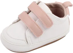 Baby High Ankle Hook & Loop Sneakers Anti-Slip Sole PU Leather Infant Newborn First Walking Crib Canvas Shoes