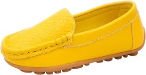 Boys Girls Leather Loafers Soft Slip-On Texture Flat Boat Dress occasin Daily Casual Walking Schooling Shoes