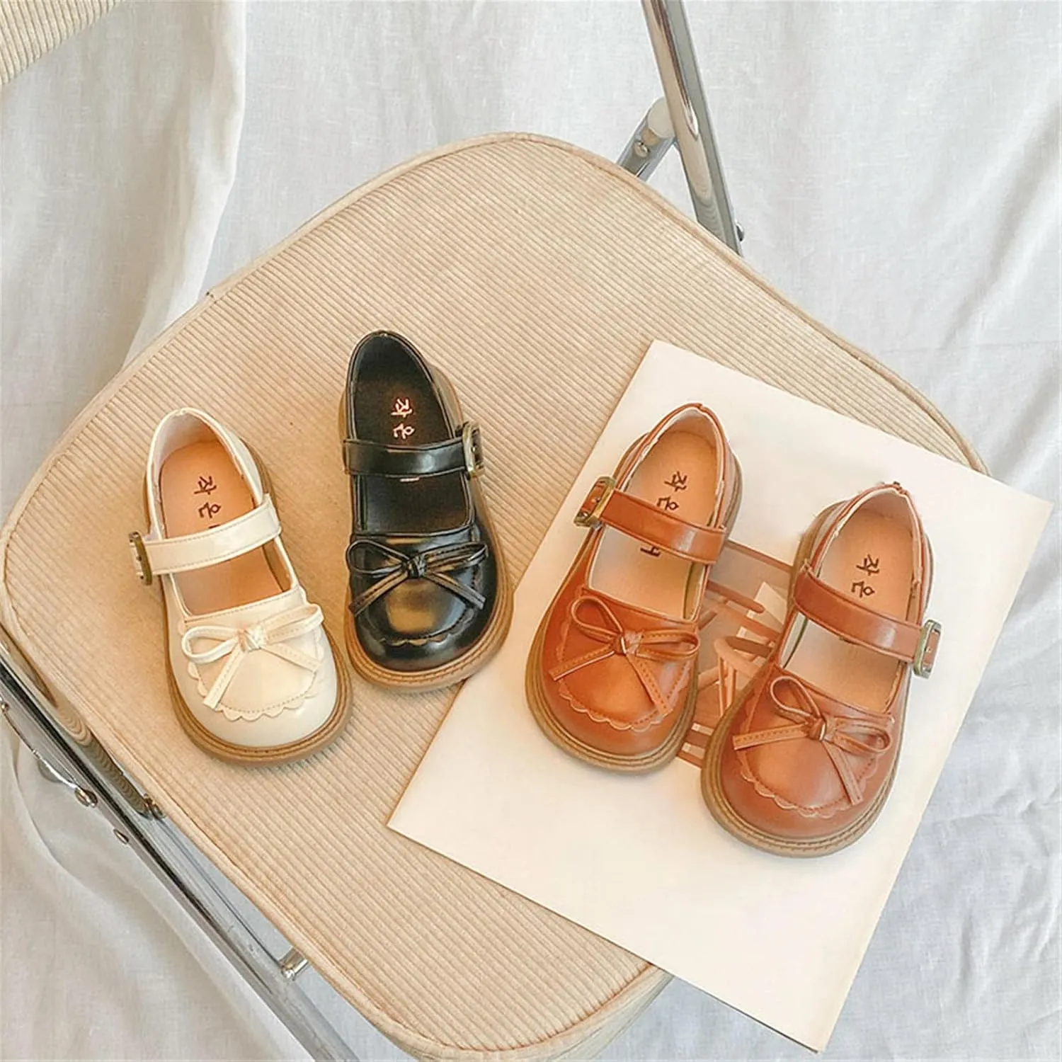 Girls Leather Bow Design Soft Round Toe Princess Dress Flat Shoes(Toddler/Little Kid/Big Kids) Newborn Summer Shoes