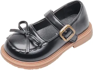 Girls Leather Bow Design Soft Round Toe Princess Dress Flat Shoes(Toddler/Little Kid/Big Kids) Newborn Summer Shoes