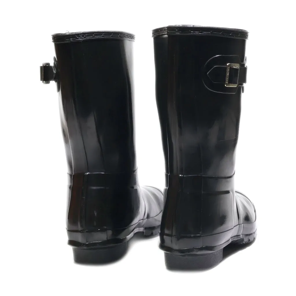 Hunter Orginal Short Glow Rain Boots Rubber Black Colour For Women