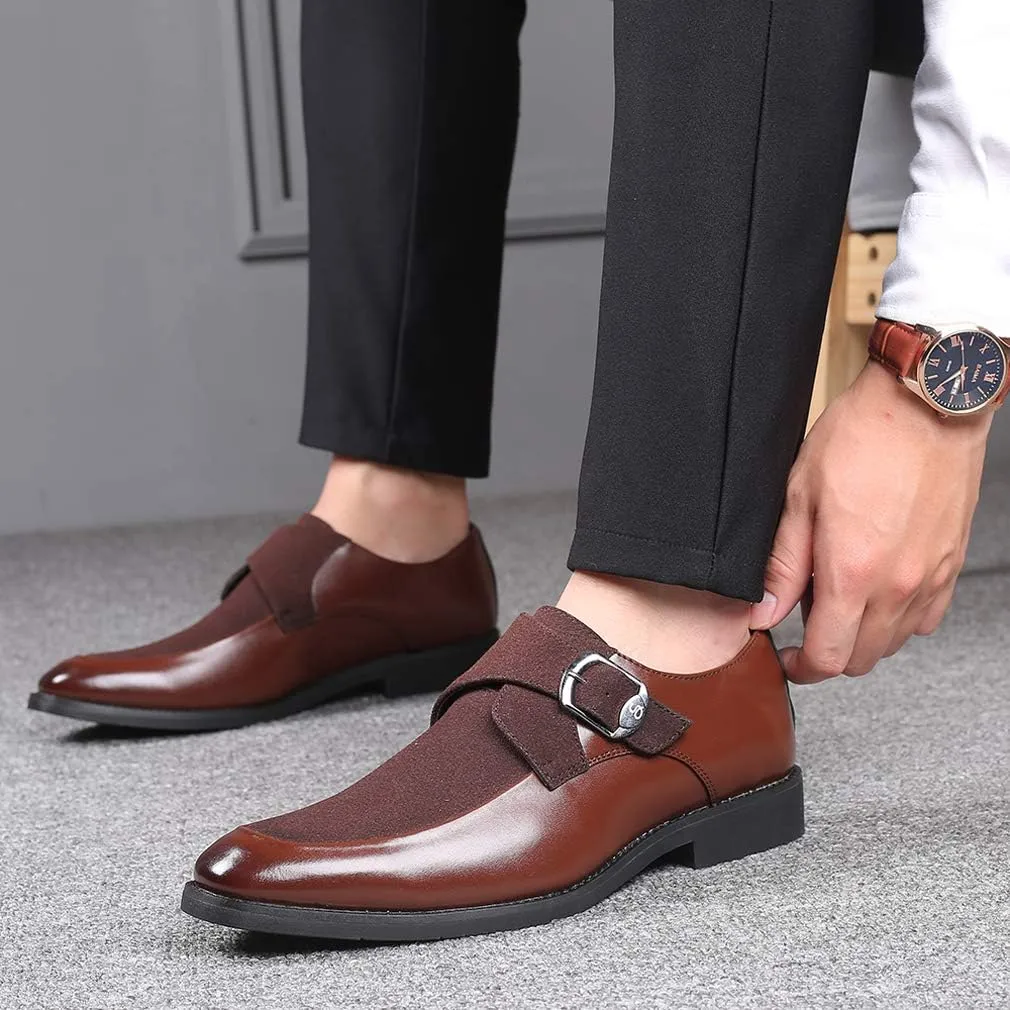 Mens Monk Shoes Casual Formal Business Moccasins Slip on Loafer Dress Shoes for Men
