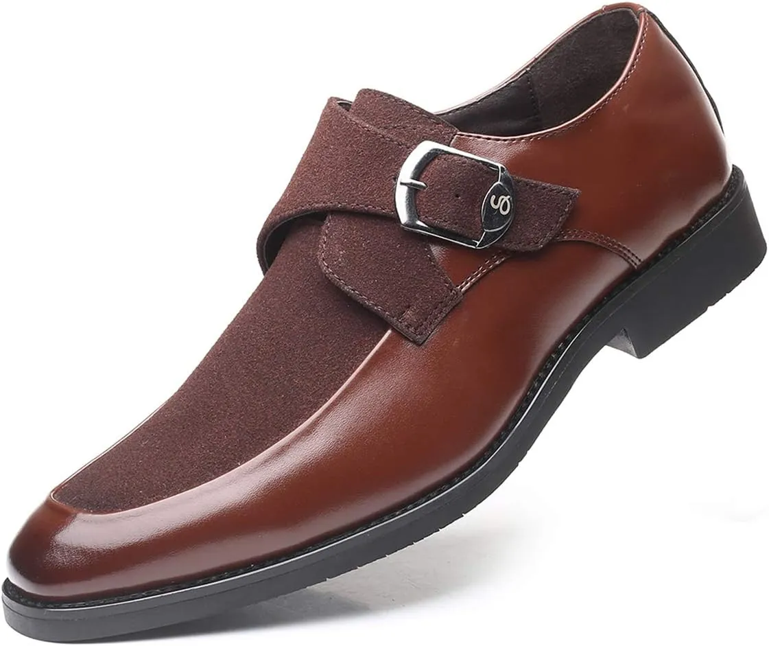 Mens Monk Shoes Casual Formal Business Moccasins Slip on Loafer Dress Shoes for Men