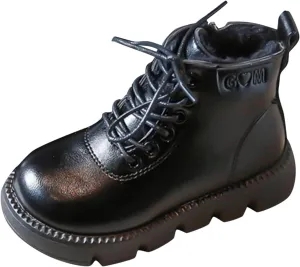 Warm Boots for Baby Fashion Spring Autumn Children Boots Boys And Girls Ankle Boots Thick Bottom Non (Black, 11 Toddler)