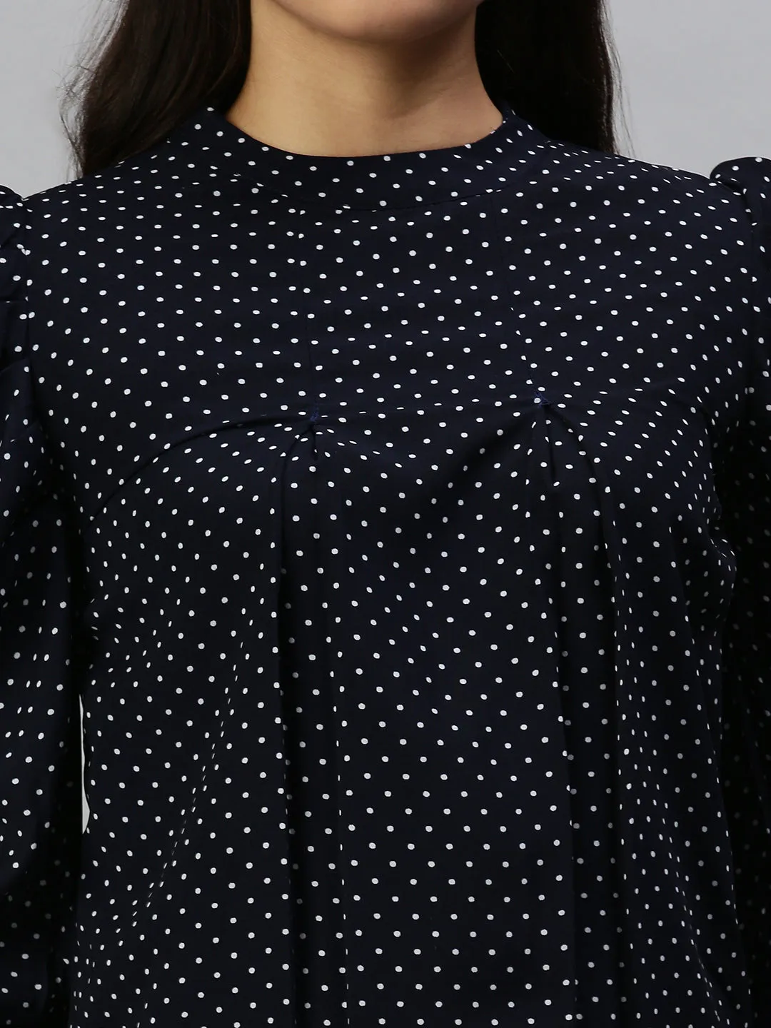 Women Navy Blue Printed Boxy Top