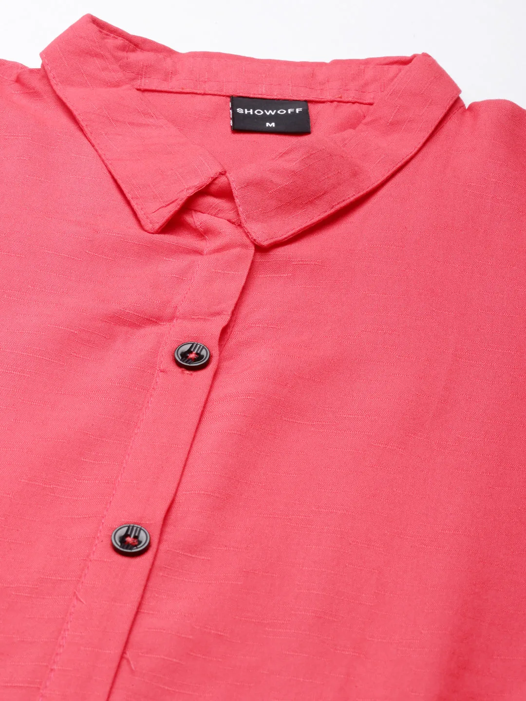 Women Peach Solid Shirt Dress