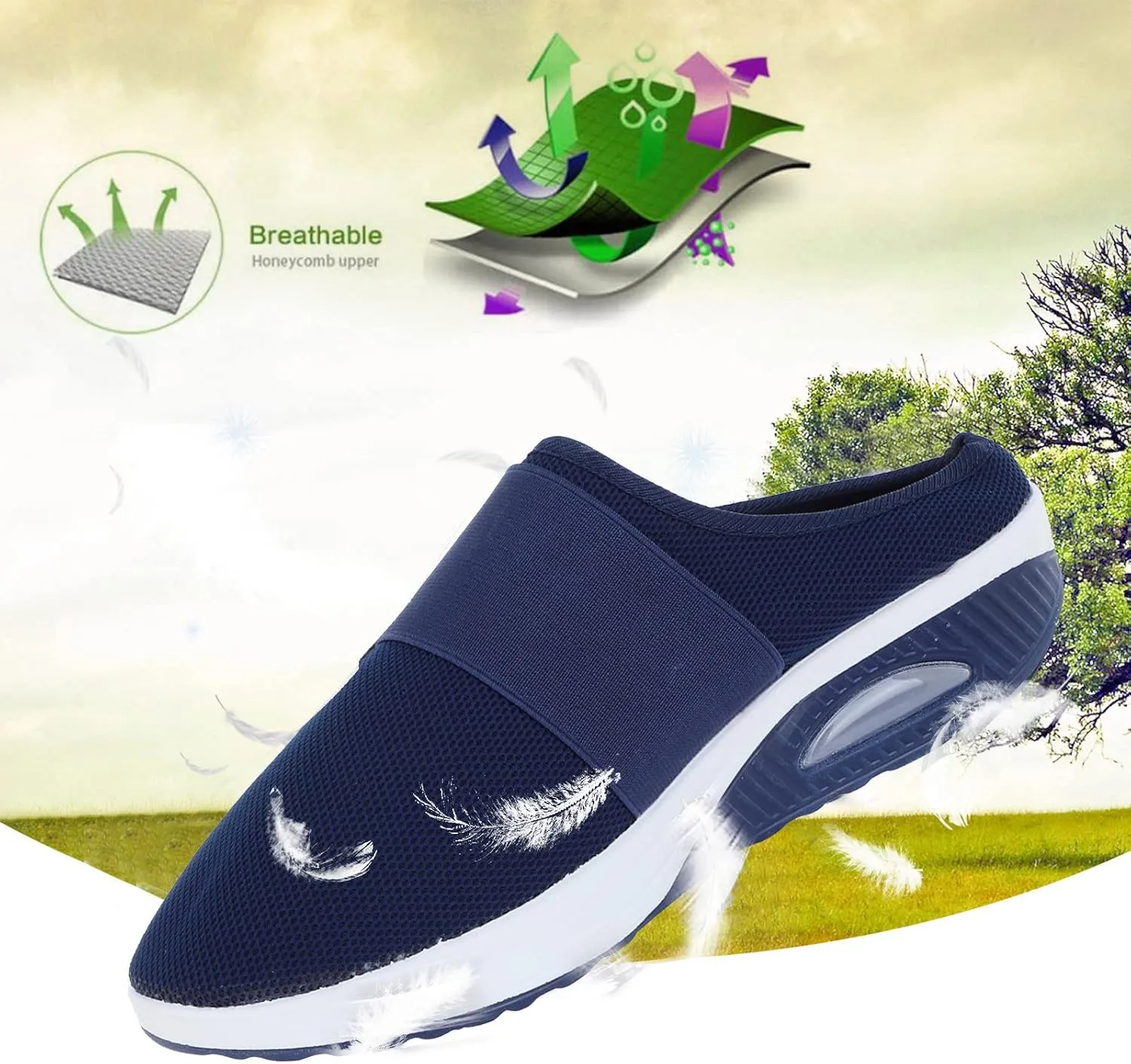 Women's Casual Slip on Half Shoes Breathable Mens Running Shoes Lightweight Casual Work Shoes Men's Fashion Sneakers Platform Tennis Shoe Trainers Shoe